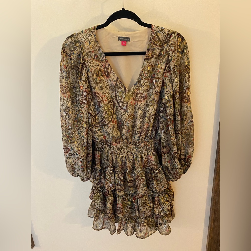 Vince Camuto Metallic Paisley Dress